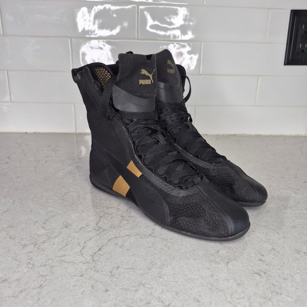 Puma Eskiva Hi Boxing Inspired Sneakers 7.5 Black Gold Womens
